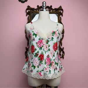 Vintage 90s Victoria’s Secret Gold Label White Pink Floral Cami Camisole Medium